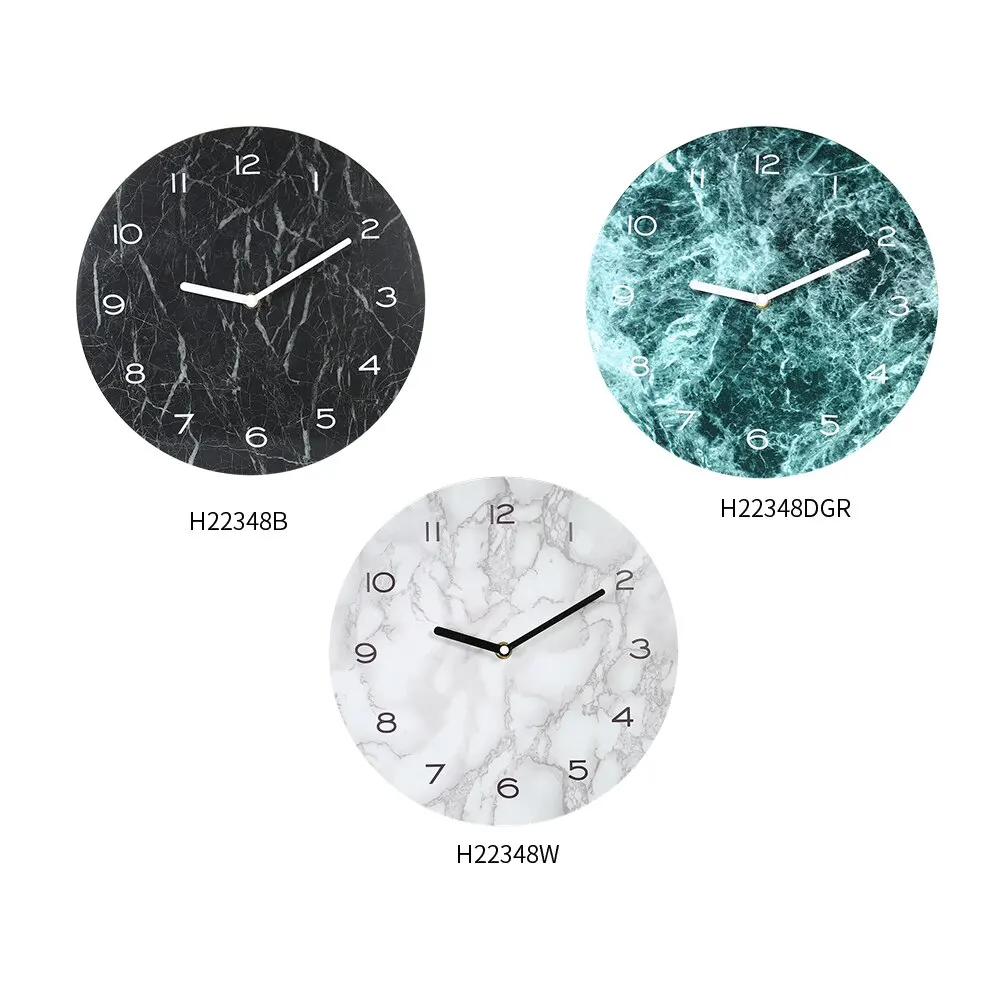 Marbled Effect Wall Clock Home Decoration Neat Precise Hanging Timer 2018 Rounded Morden Design Easy to Install | Дом и сад