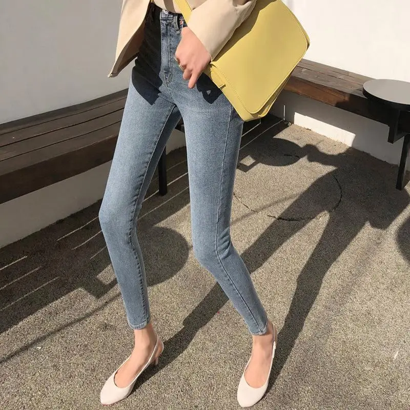 

Ankle Length Stretch Women Jeans Pencil Pants Woman 2019 Summer Autumn Mom Jeans Skinny Trousers Plus Size 32 Light Blue Legging