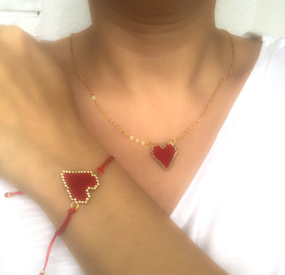 Go2boho MIYUKI ожерелье в форме сердца женское ожерелье из золотой цепочки Love Bijoux Femme Red Delica колье из бисера женские ювелирные изделия подарок ручной работы