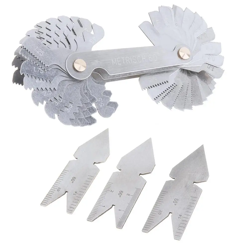 

4pcs/set Screw Measuring Thread Pitch Cutting Gauge Tool Set Centre Gage with 55 Degree & 60 Degree Inch & Metric