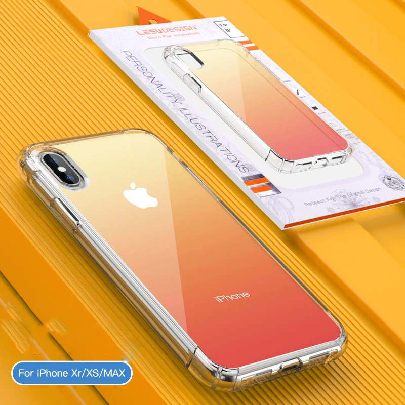 Gradient Phone Case For iPhone XR XS Max 8 7 6 6S Plus Hard Silicone Acrylic Cover for Iphone Xs Xr Transparent Shell |