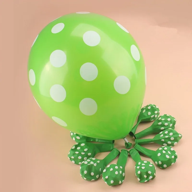 Green 10 шт. 12 дюймов латексные шарики в горошек для вечерние украшения свадьбы, дня рождения, надувных воздушных шаров Globos поставки - Цвет: Green