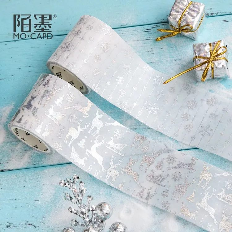 

Creative laser Silver Christmas deer Gilding Washi Tape Adhesive Tape DIY Scrapbooking Sticker Label Masking Tape