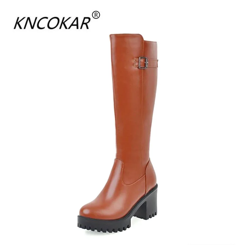 

KNCOKAR New winter products Lady's high boots Platform boots with thick heels Water proof platform Fashion female boots