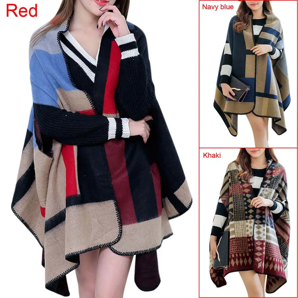 2018 Модные женские зимние кашемировые пашмины вязаные шали в стиле бохо клетку