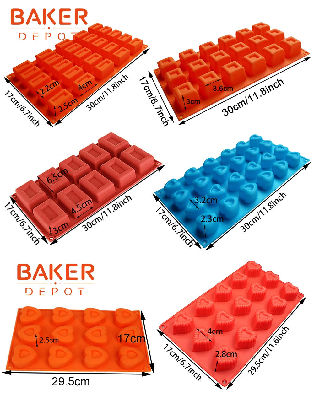 BAKER DEPOT силиконовая форма для шоколада, конфет, торта, выпечки, квадратный пудинг для желе для мыла, инструмент, лоток для льда, украшение торта