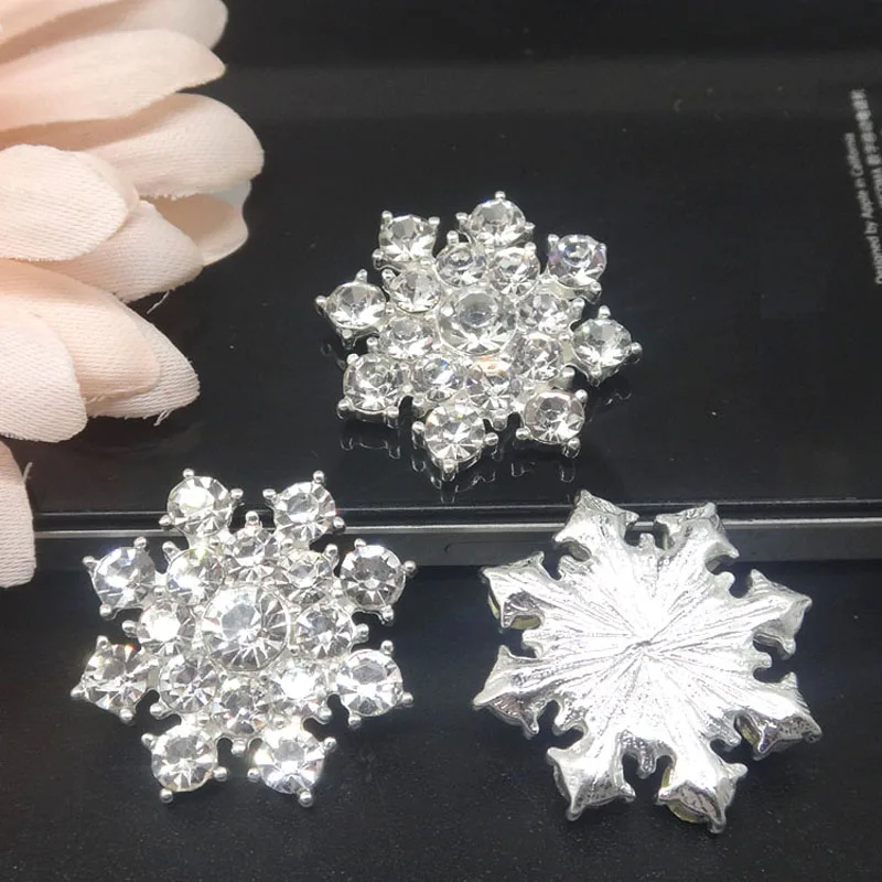 25mm Sparkly Snowflake Bling Centers christmas button Hair Bow Supply 50pcs RMM039 | Buttons