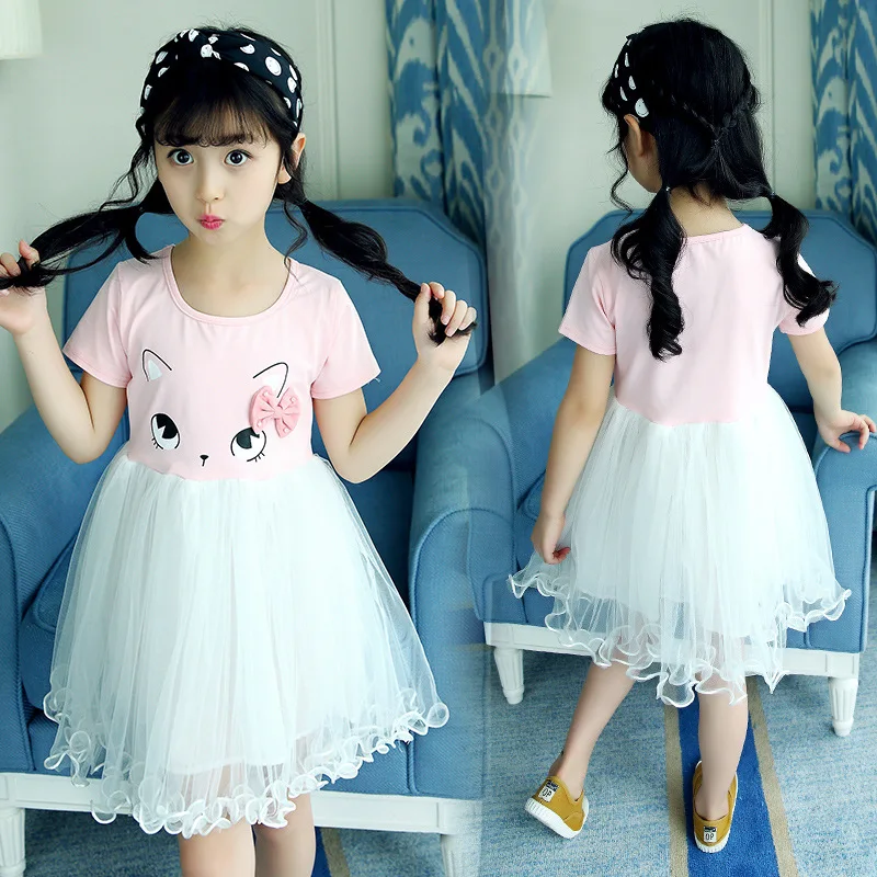 Летнее платье для маленьких девочек милое кружевное Сетчатое детское с
