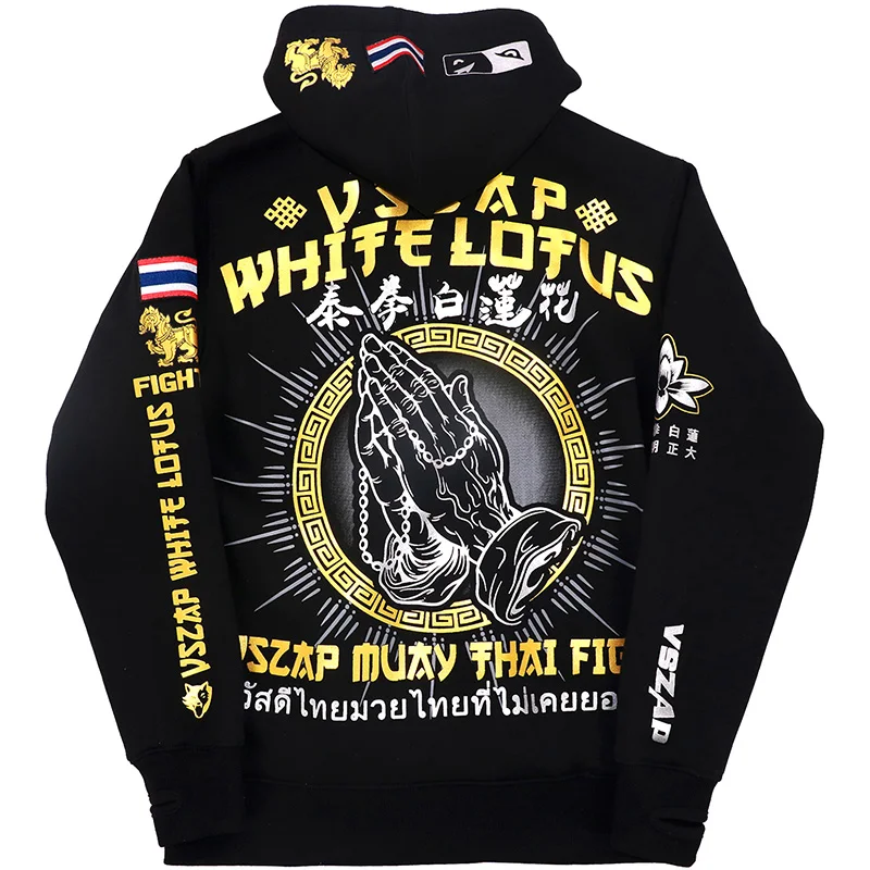 Мужская толстовка VSZAP MUAY THAI Длинная в стиле хип хоп с капюшоном одежда для фитнеса