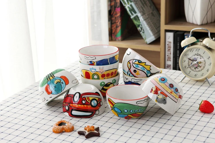 4 шт./компл. Мультяшные столовые приборы фруктовый рисовый салат керамика миска