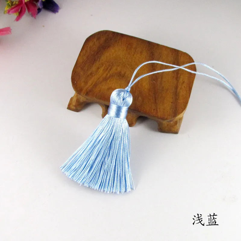 Light blue 10 шт./партия, 5,5 см, полиэстер, шелковая кисточка, отделка, ручная работа, швейная ткань, короткая челка, кисточки для ювелирных изделий, самодельная занавеска, аксессуары - Цвет: Light blue