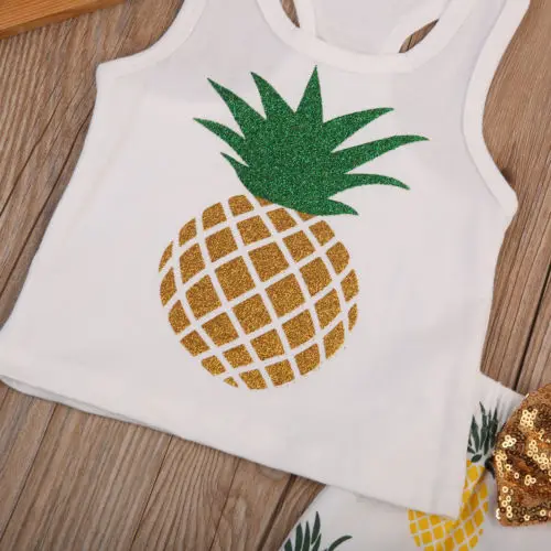 Модные для маленьких мальчиков и девочек футболка комплект одежды детей ананас