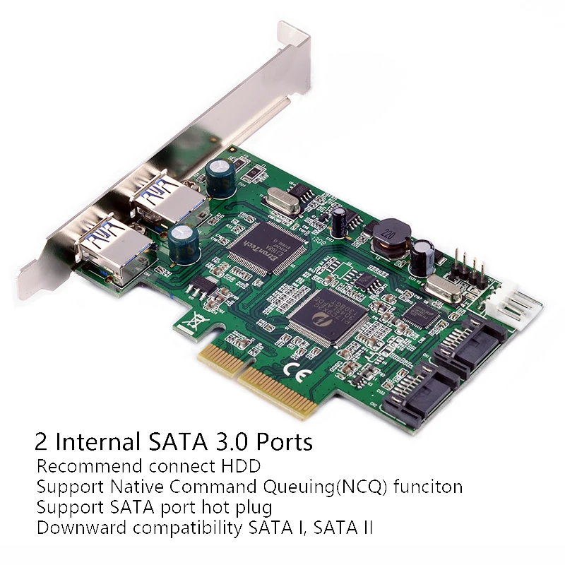 PCI e для двойной SATA 6 ГБ/сек. + 2 Порты и разъёмы Внешний USB 3 0 Express Combo Card III
