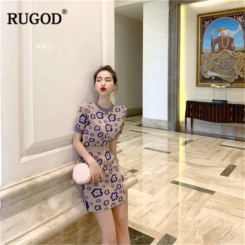 Женский комплект из двух предметов RUGOD футболка с коротким рукавом и цветочным