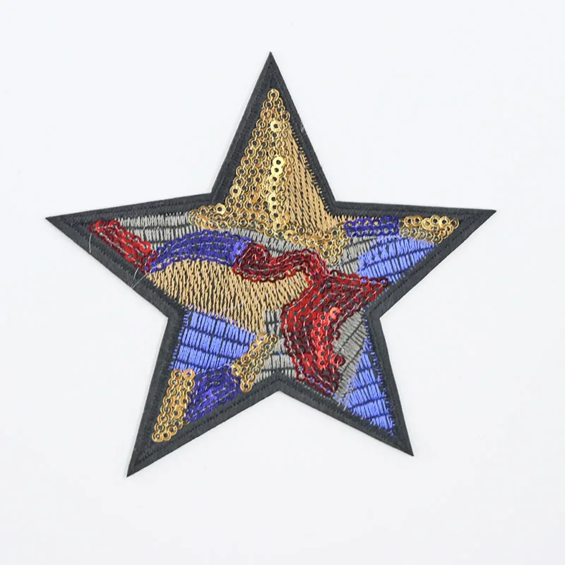 Звездные красные золотые блестки вышитые железные на заплатках для одежды DIY