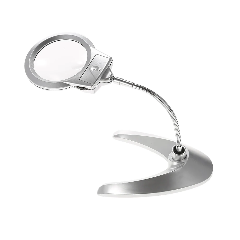 

2X/5X Magnifying Glass Multi-functional Desk Magnifier Lamp Flexible Loupe Microscope With Light Magnifying Glass Tool
