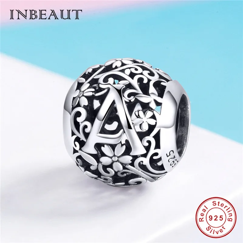 INBEAUT 100% реальные 925 стерлингового серебра A буквы маргаритки бусины Подходит для