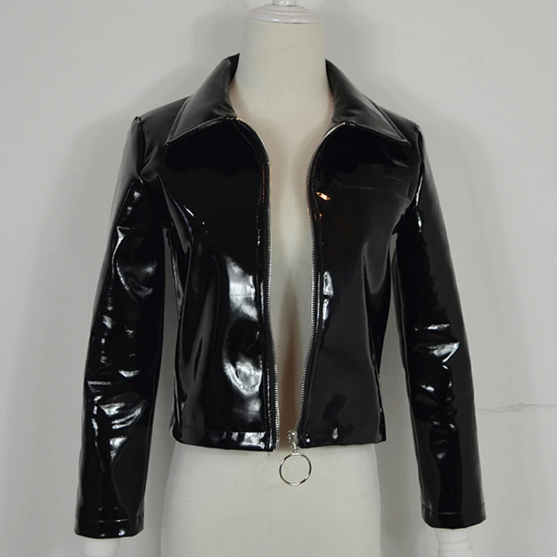 Куртка женская короткая из искусственной кожи модный пиджак в стиле Харадзюку