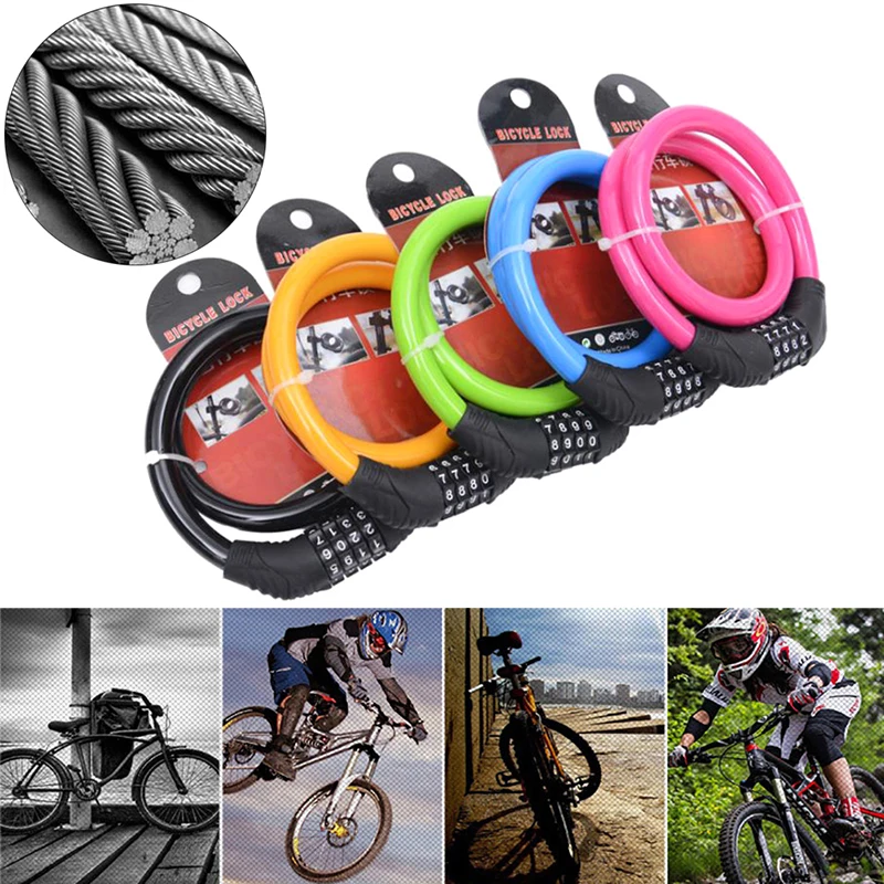 Милый цветной велосипедный защитный 4 значный комбинированный кабельный замок