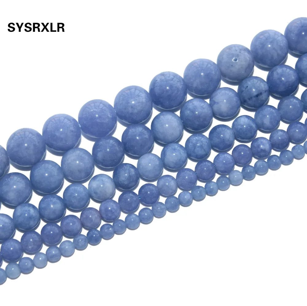 

Free Shipping Natural Stone Angelite Round Loose Spacer Beads For Jewelry Making Diy Bracelet Necklace 4/6/8/10/12 MM Strand 15"