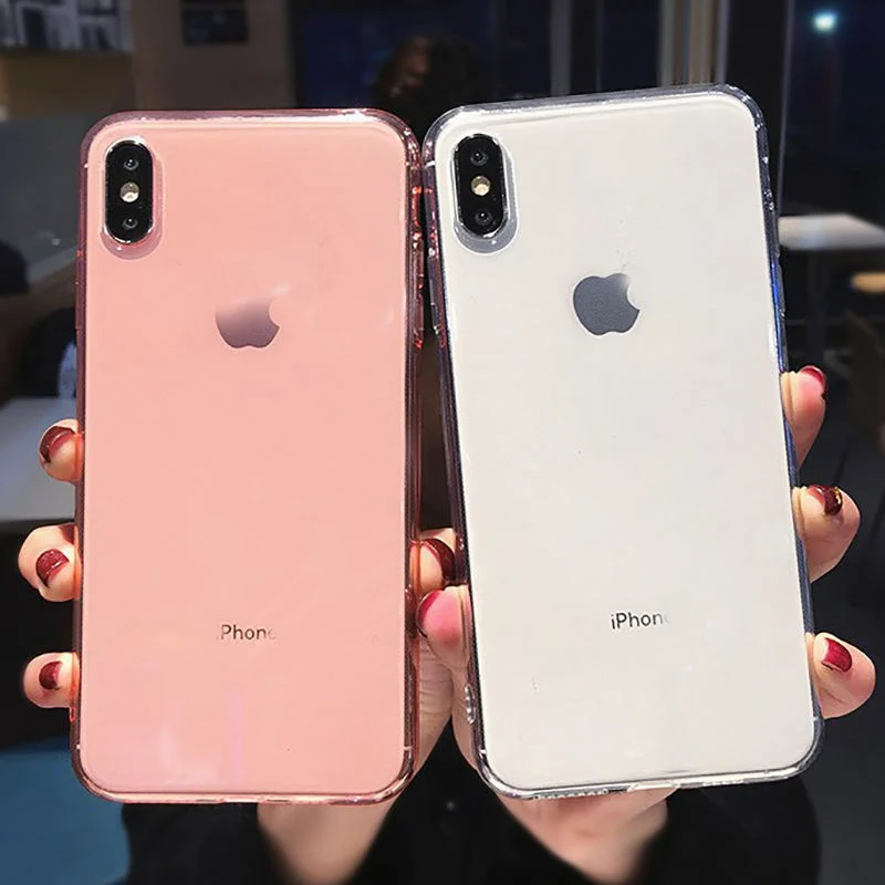 Прозрачный мягкий чехол для iPhone XS Max XR X конфетный цвет противоударный