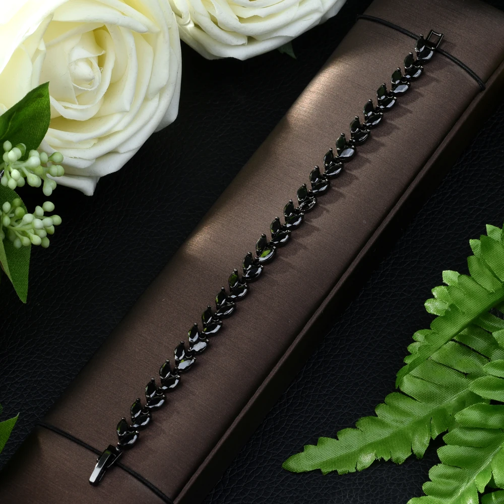 HIBRIDE высокое качество форма листа кубический цирконий белый/черный цвет