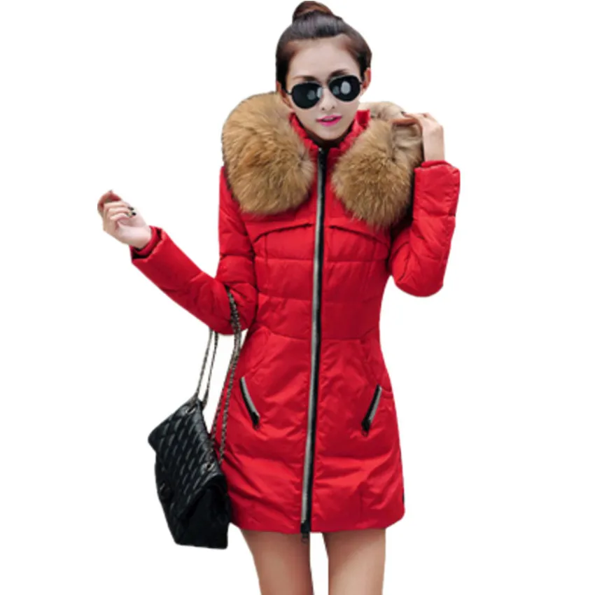 2018 Autumn &amp Winter Women Parka Jacket Coat With Large Fur Collar Female Warm Thick Long Outerwear Coats Plus Size S-4XL | Женская