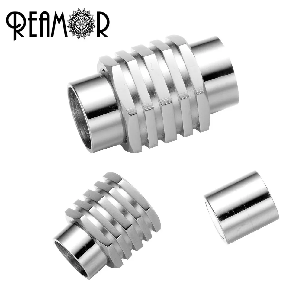 REAMOR 8/6 мм 316l Нержавеющая сталь металлический магнит пряжки шармы-соединители из гладкой кожи браслет на магнитной застежке ювелирных изделий