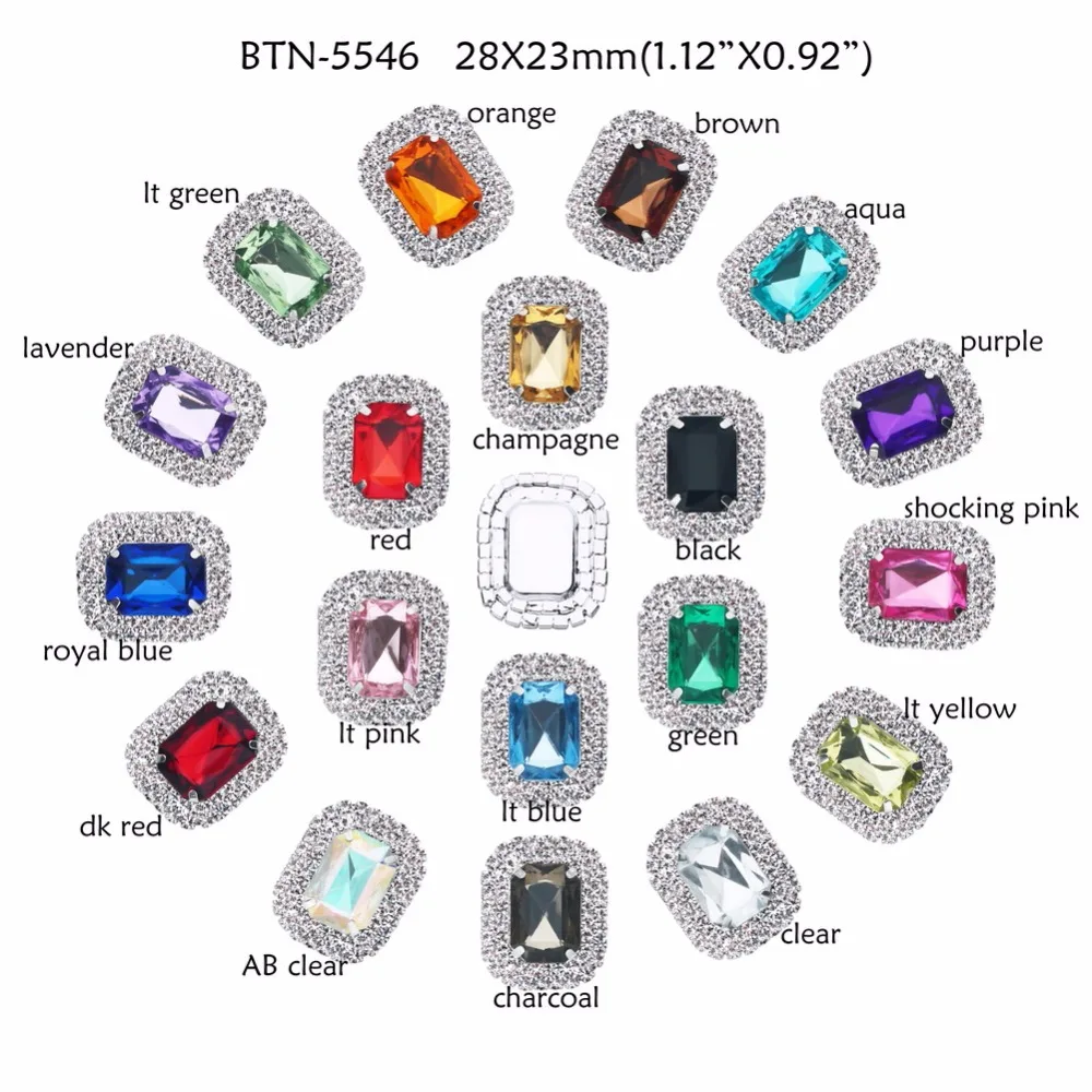 28 мм прямоугольная двухрядная пуговица со стразами с плоским основанием можно