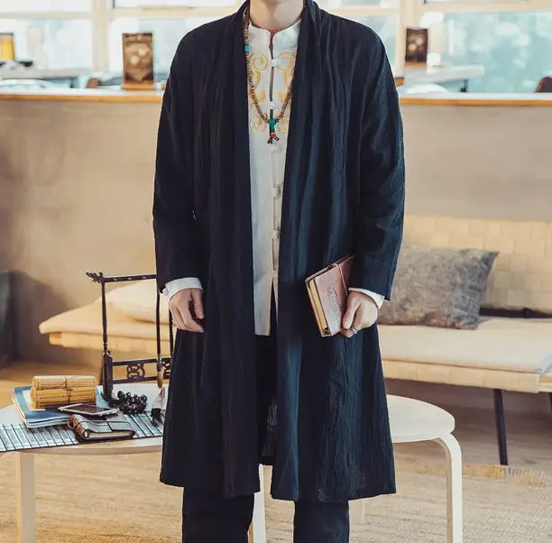 Мужской костюм из 100% хлопка на весну и лето модель мантия пальто zen tang плащ для