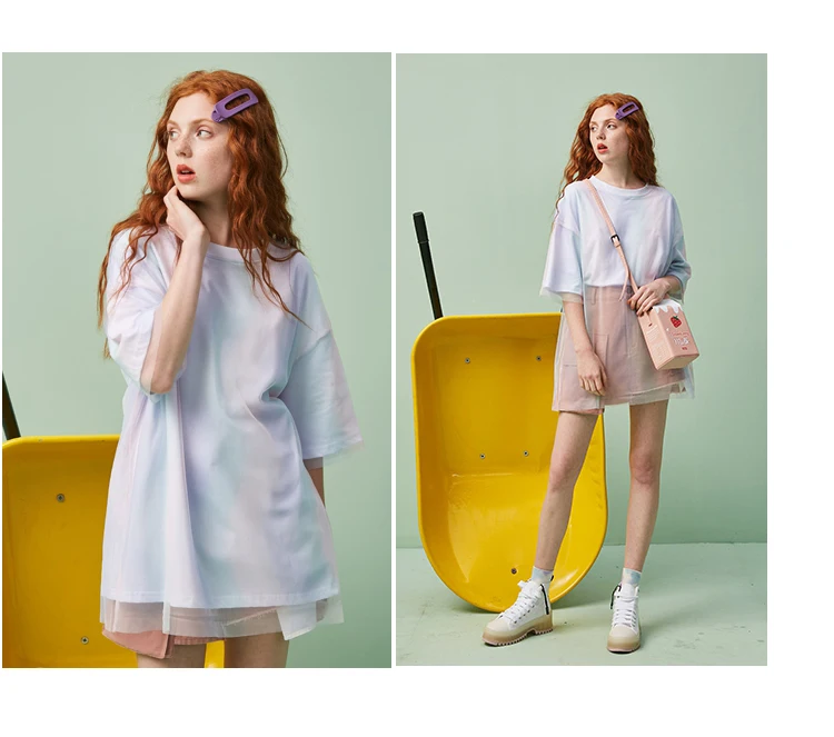 UNIFREE Новинка sumeer белая женская футболка Свободная с коротким рукавом женская сетчатая рубашка U192G034WW