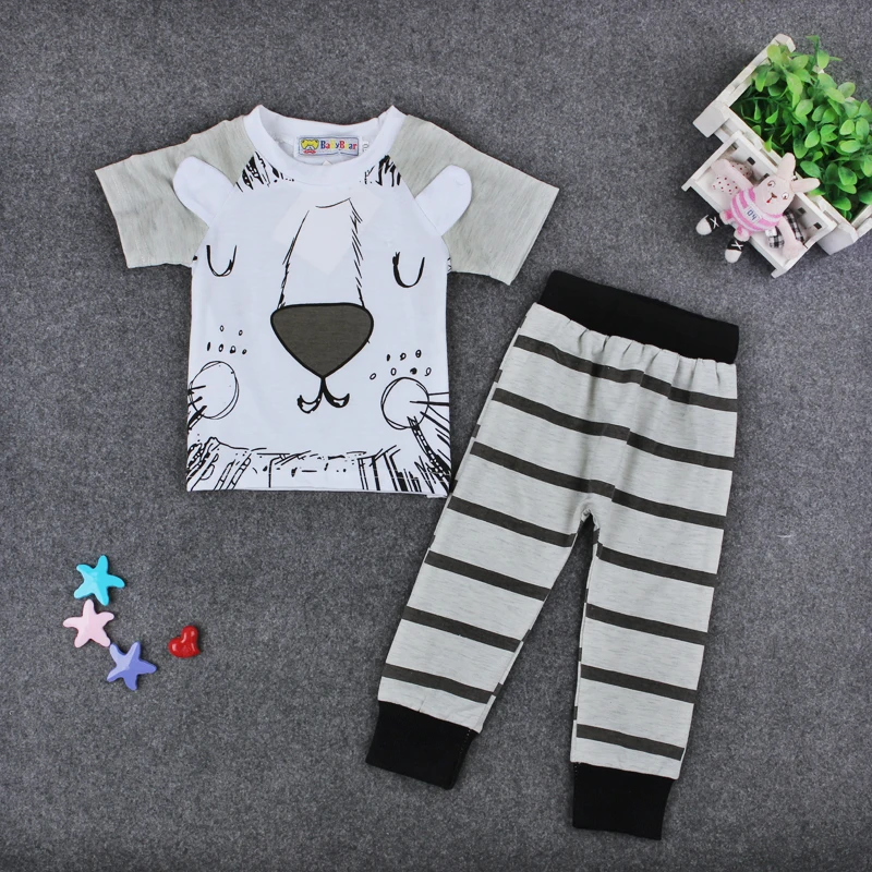 Летние детские пижамы унисекс с мультяшным монстром футболка короткими рукавами