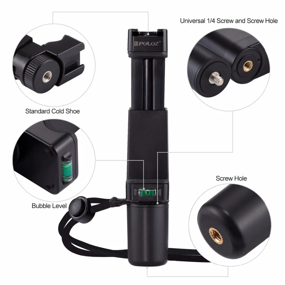 PULUZ F-Mount ручка для смартфона с ремешком на запястье, адаптер для крепления штатива и крепление для холодного башмака для светодиодного видео света и микроп