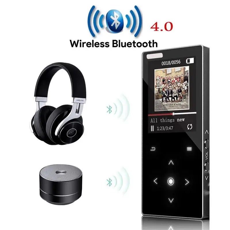 New MP3 Player with Bluetooth Built-in Speaker Touch Key Lossless HiFi Music FM Support SD Card UP To 128GB | Электроника