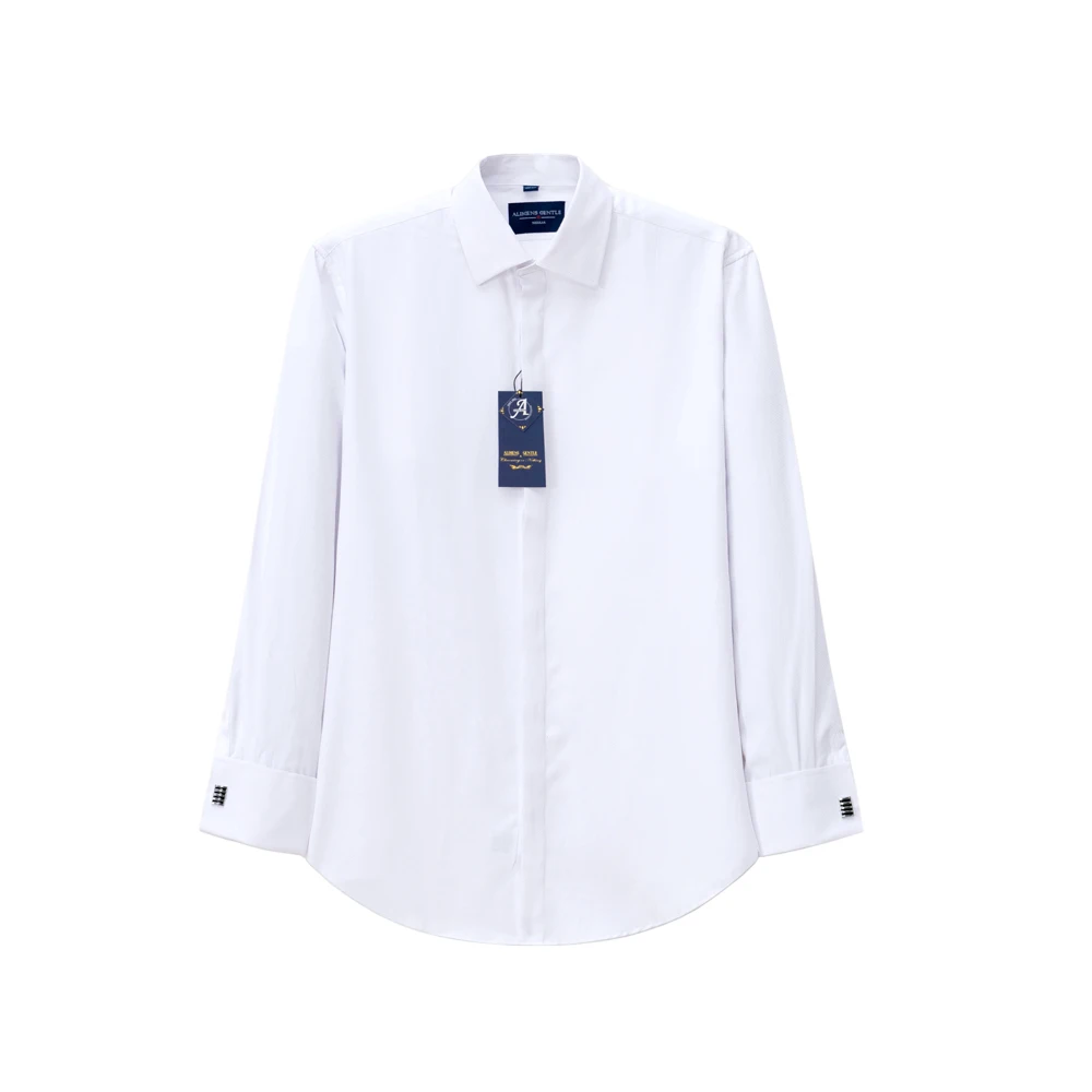 Мужская классическая рубашка с длинными рукавами и скрытой планкой|french dress shirt|dress