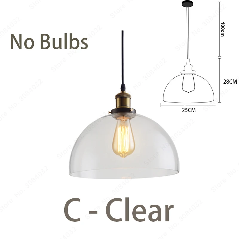 Clear-C BDBQBL светодиодный Лофт винтажная подвесная люстра, подвесные светильники подвесной светильник стеклянный канат промышленный дымчатый серый Colgante Luster кухонный сад - Цвет корпуса: Clear-C