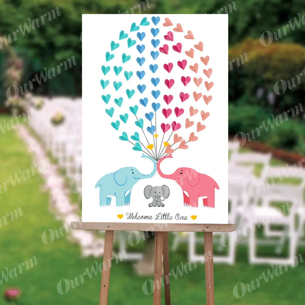 OurWarm Слоник для детского дня рождения гость книга DIY Фирменная Гостевая книга холст Keepsakes для пола раскрыть вечерние для дня рождения и Крещения подарок
