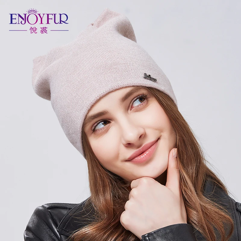Enjoyfur Демисезонный Шапки для Для женщин вязаный шерстяной шапки мультфильм шляпа