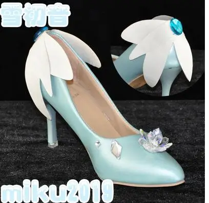 shoes Горячая распродажа! Vocaloid Косплей V Girl Снежная Мику звезда и Снежная принцесса косплей костюм платье Синий Хэллоуин костюмы для женщин - Цвет: shoes