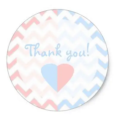 

1.5inch Blue & Pink Chevron Twins Baby Shower Thank You Classic Round Sticker