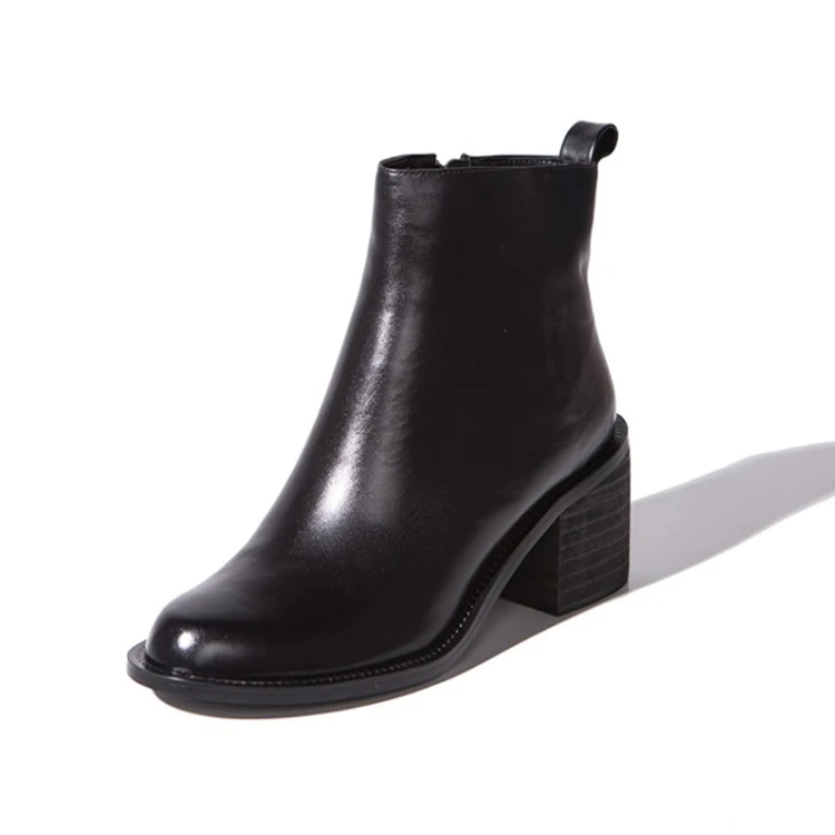 MLJUESE/женские ботильоны из коровьей кожи с круглым носком на молнии зимние