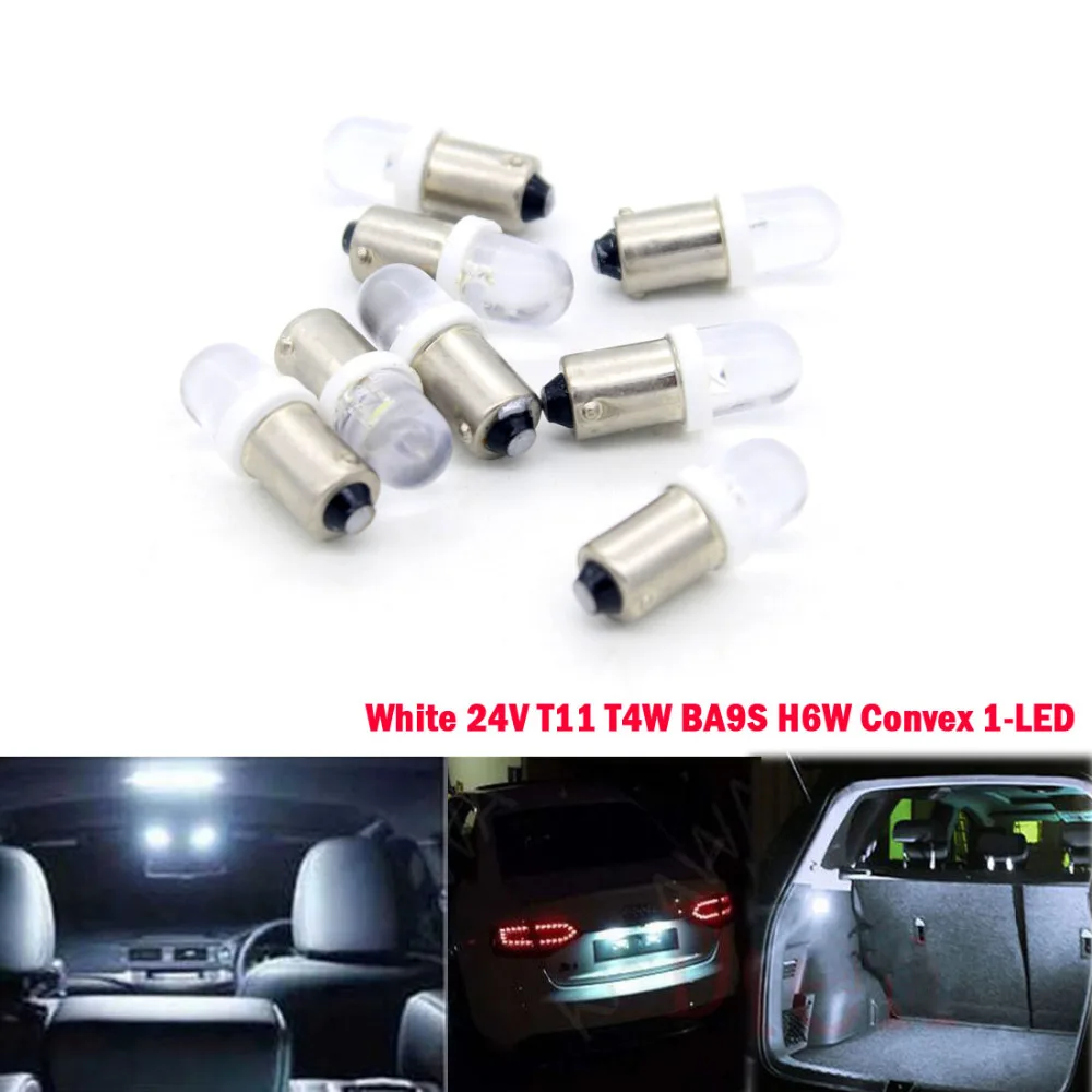 Dongzhen 10X 24V BA9s T11 T4W H6W W6W выпуклый 1 светодиодный фонарь для номерного знака