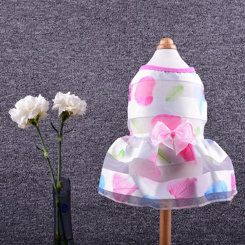 Свадебные кружевные платья с бантиком для домашних питомцев собак щенков летняя