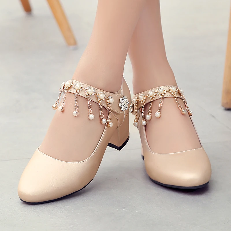 Женские туфли лодочки с круглым носком на квадратном каблуке размеры 31 48 038 2|pumps