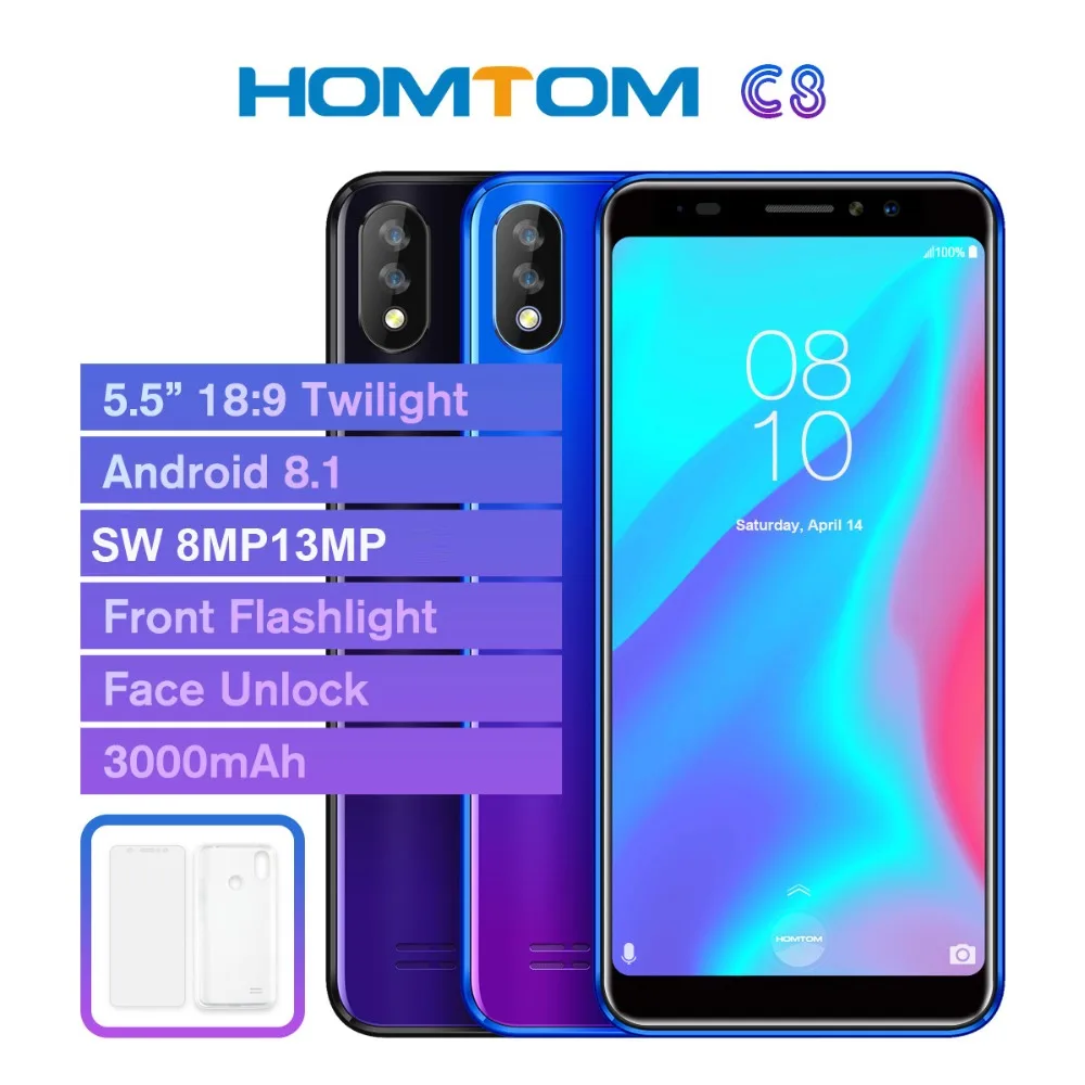 HOMTOM C8 2 Гб 16 мобильный телефон уход за кожей лица разблокировать отпечатков