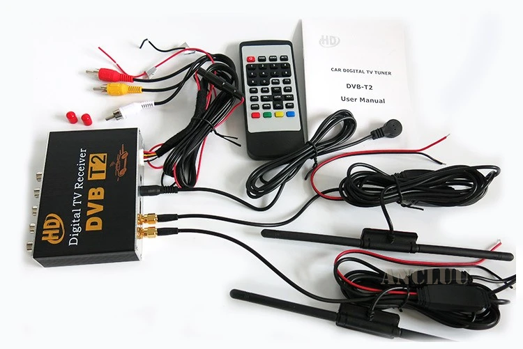 Двойной 2 антенны автомобиля DVB T2 мобильный цифровой ТВ коробка Внешний USB
