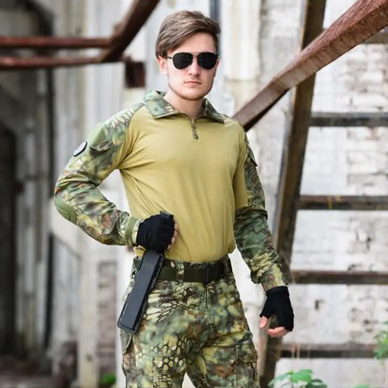8 Jungle python Охотничья одежда Тактический Камуфляжный костюм снайпера Военная Униформа охотничья одежда страйкбол боевой лесной рубашка+ брюки - Цвет: 8 Jungle python