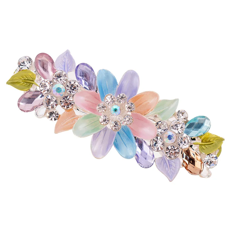 Модная Изысканная заколка для волос EASYA с кристаллами и цветами эмалированные