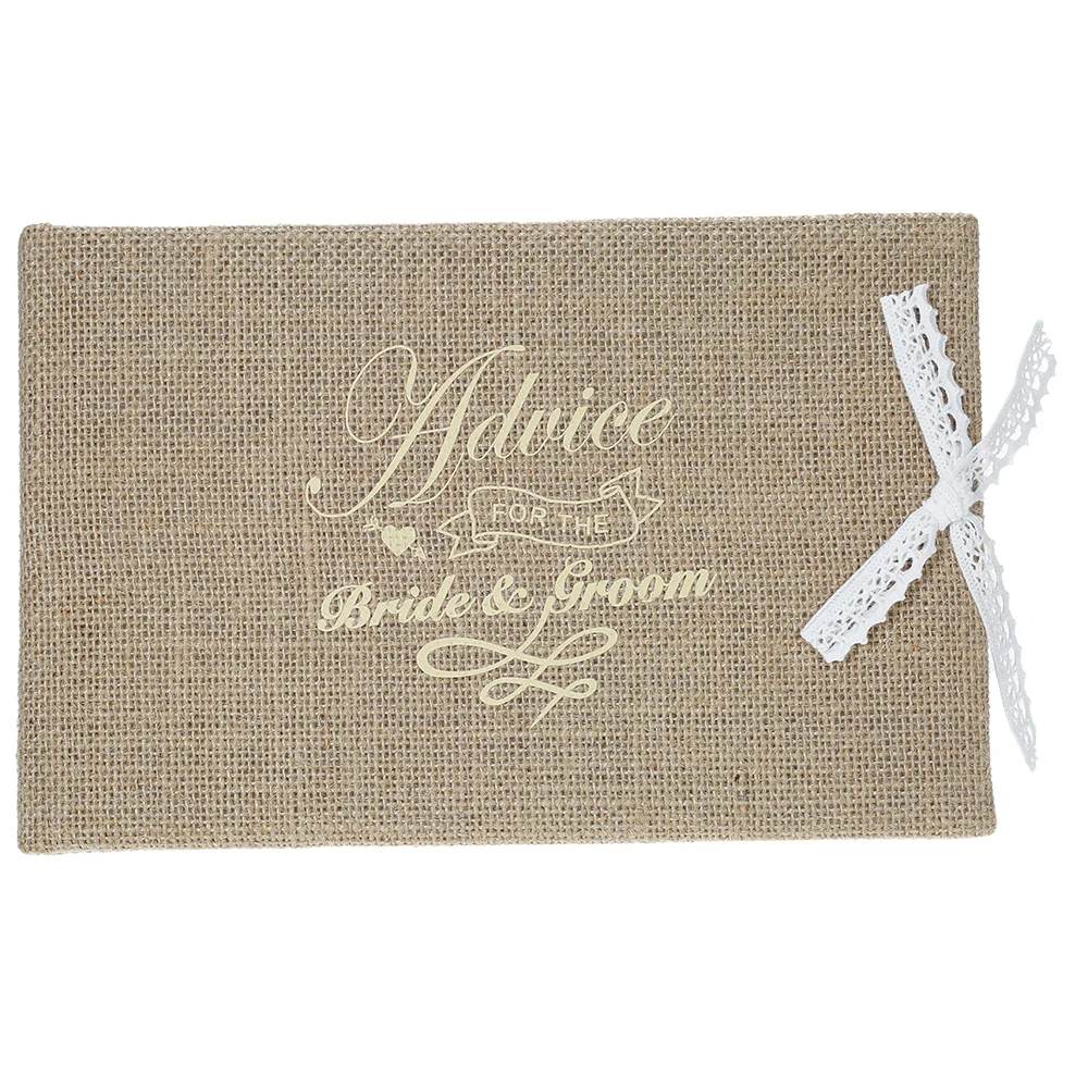 Книга для гостей из мешковины и джутового кружев 72 страниц Обложка