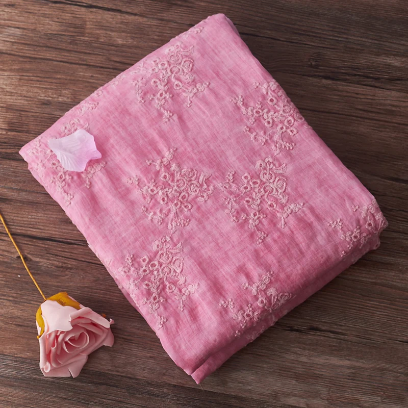 

ramie fabrics Embroidery with thin cotton thread fabric Stir-frying and dirty dyeing process patchwork fabric clothes patchwork